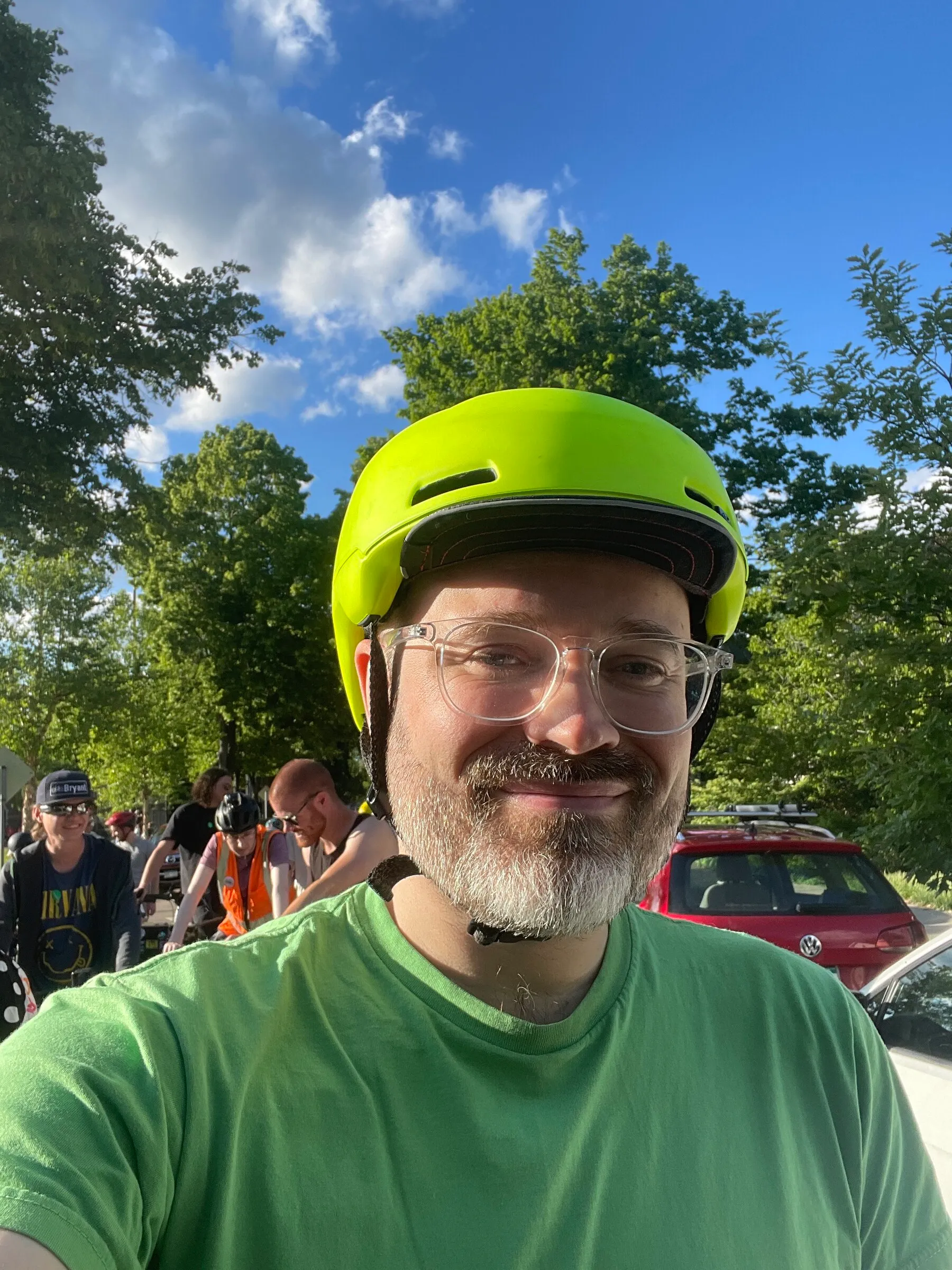 Jesse outdoors in a bike helmet